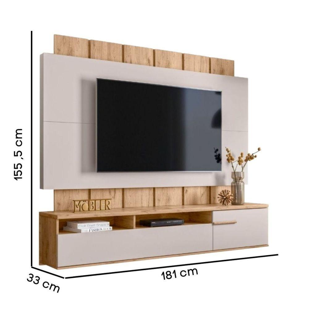 Miniatura Rack Bancada Suspenso Painel Para Tv 70? Sena Teca Ártico