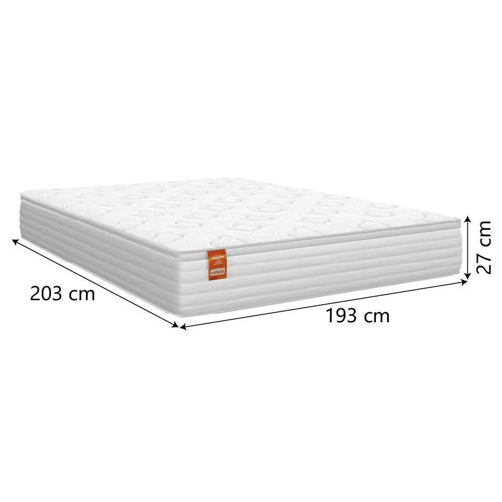 Miniatura Cama Box Baú Colchão Casal King Molas Ensacadas Real Branco / Cinza Inducol Branco