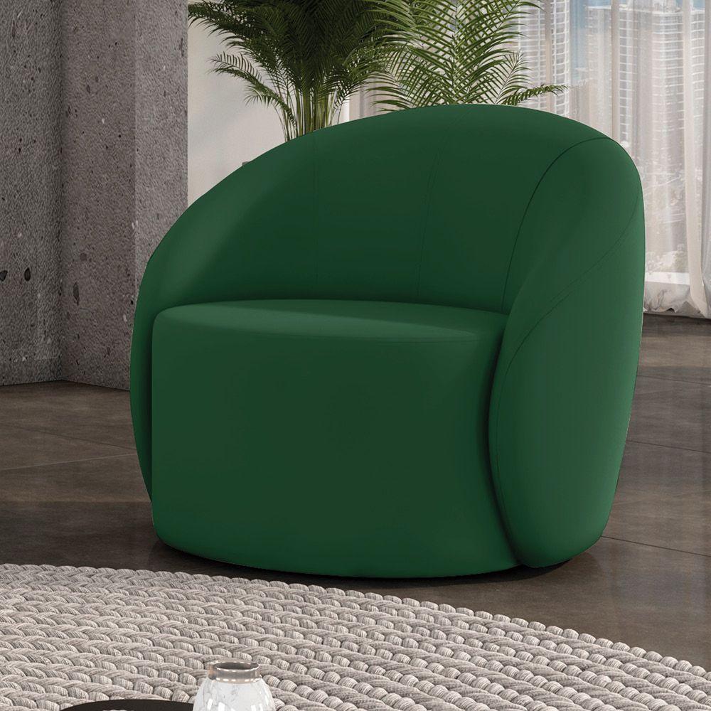 Poltrona Decorativa Orgânica Giratória Lua Veludo Verde D03 - D'rossi