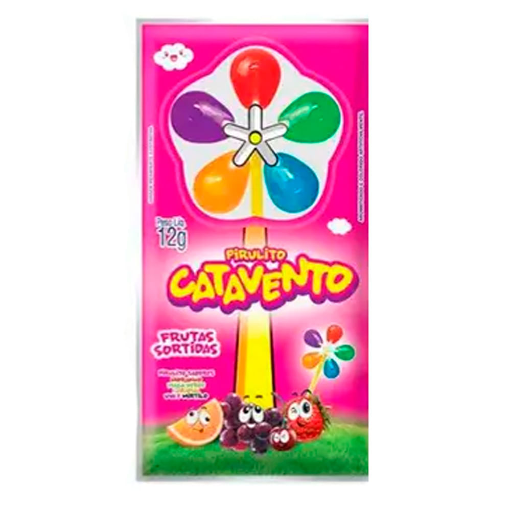 Miniatura Pirulito Catavento Frutas Sabores Sortidos 12g com 1 Unidade