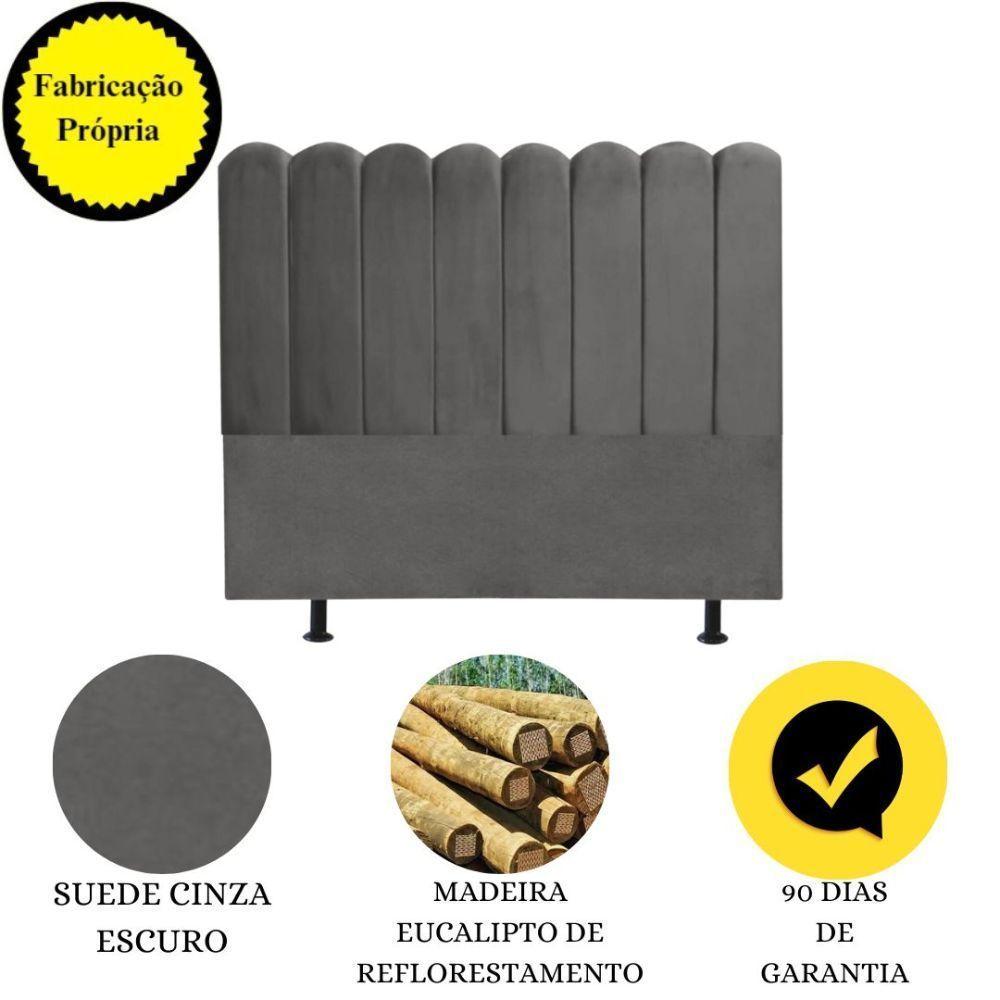 Cabeceira Nuvem Cama King 195 Cm Alanis Suede Cinza Escuro