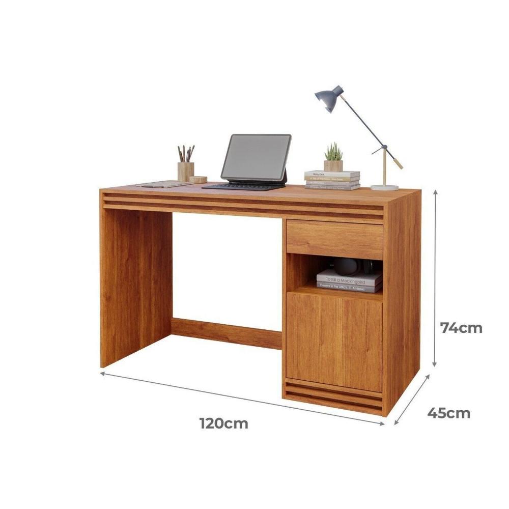 Miniatura Mesa Computador Escrivaninha Mila 1 Porta e 1 Gaveta Cinamomo
