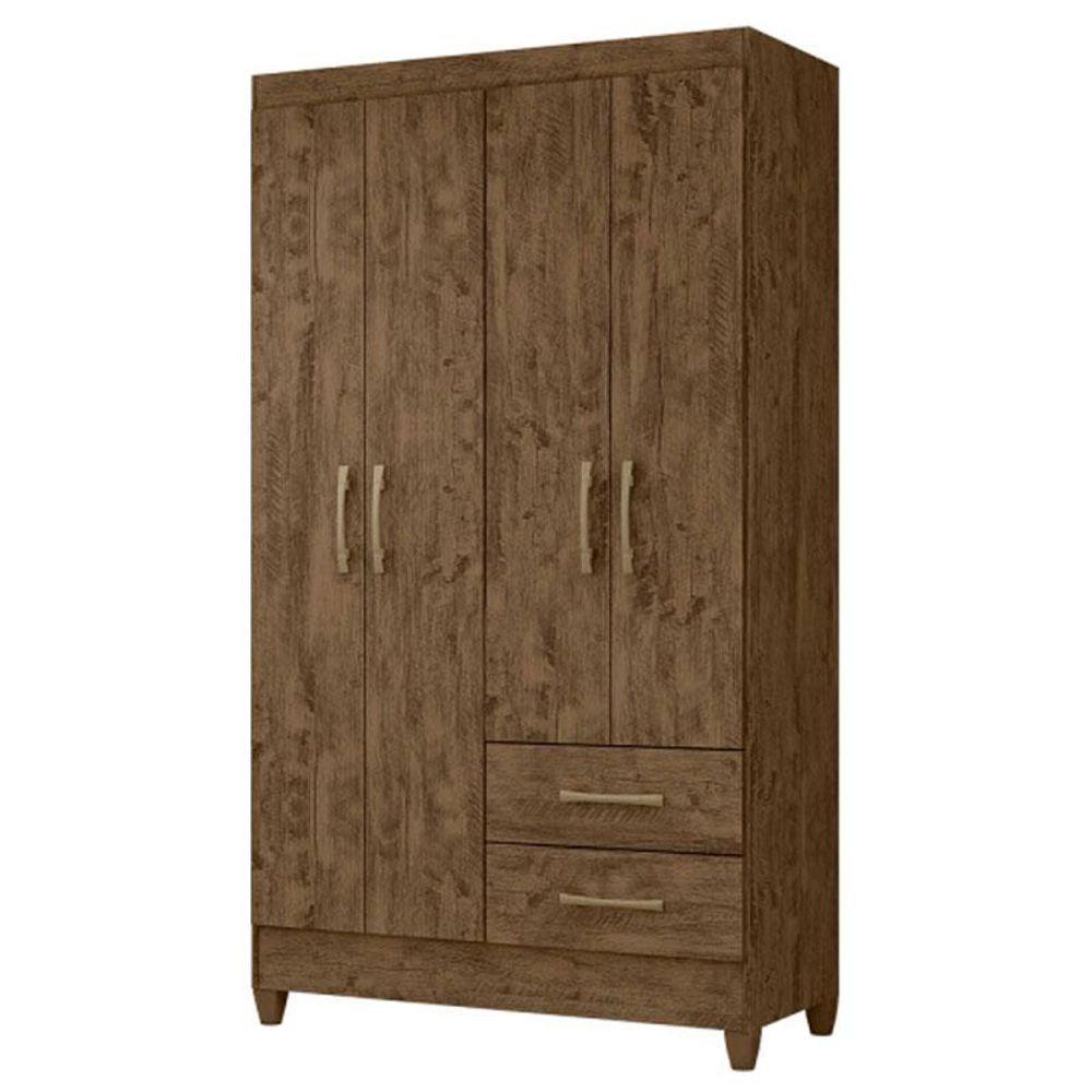 Miniatura Guarda Roupa Solteiro Chile 4 Portas Castanho Wood - Moval