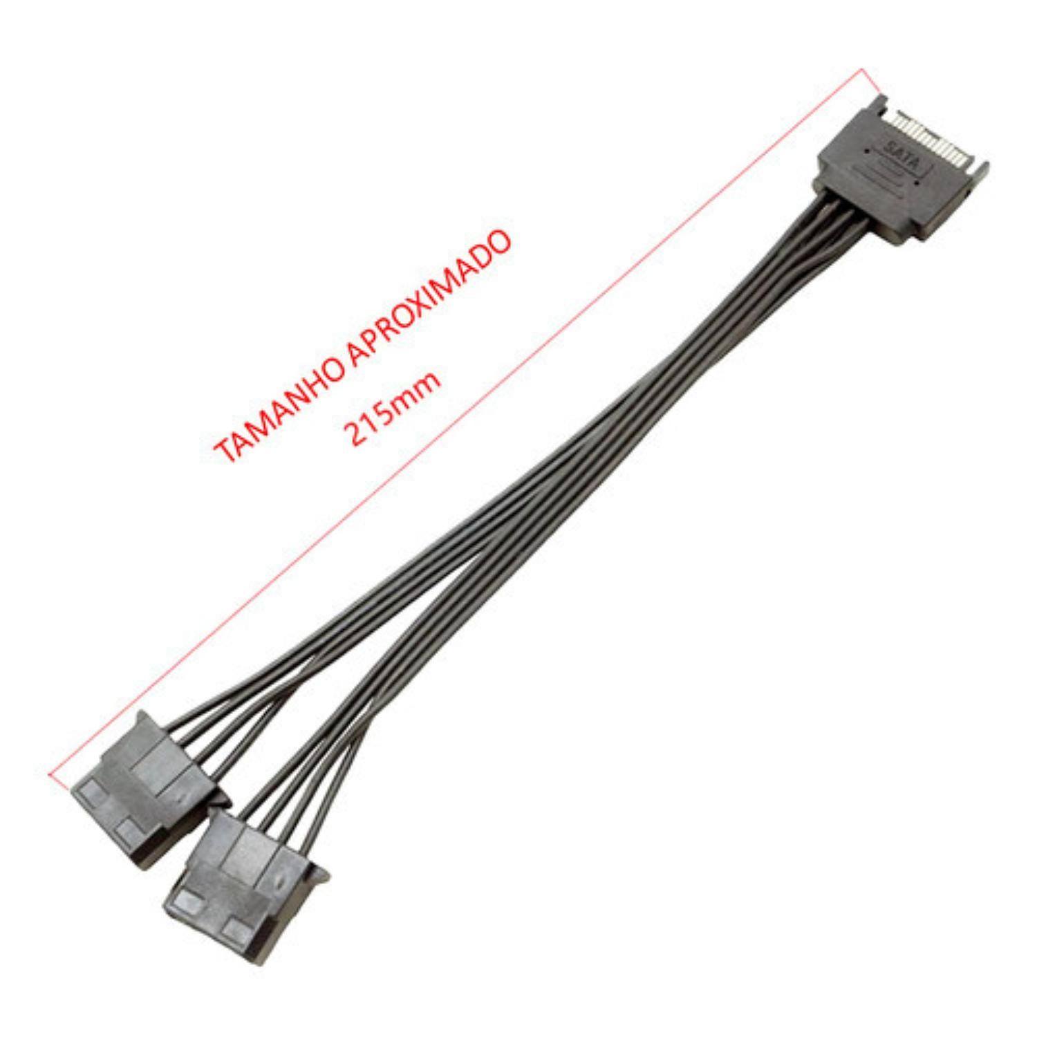 Miniatura Cabo Y Extensão Adaptador 1 Sata Macho 2 Ide Molex Fêmea