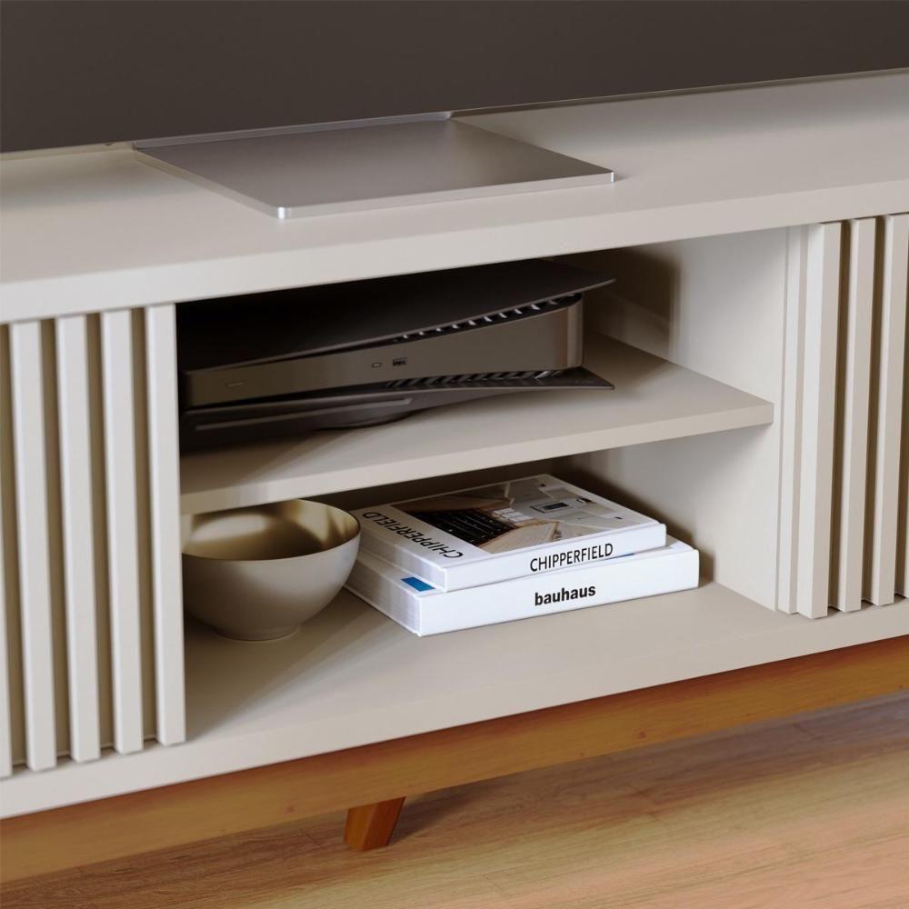Miniatura Rack Bancada Com 4 Portas Ripadas Fortaleza - Off White Matte Off White Matte