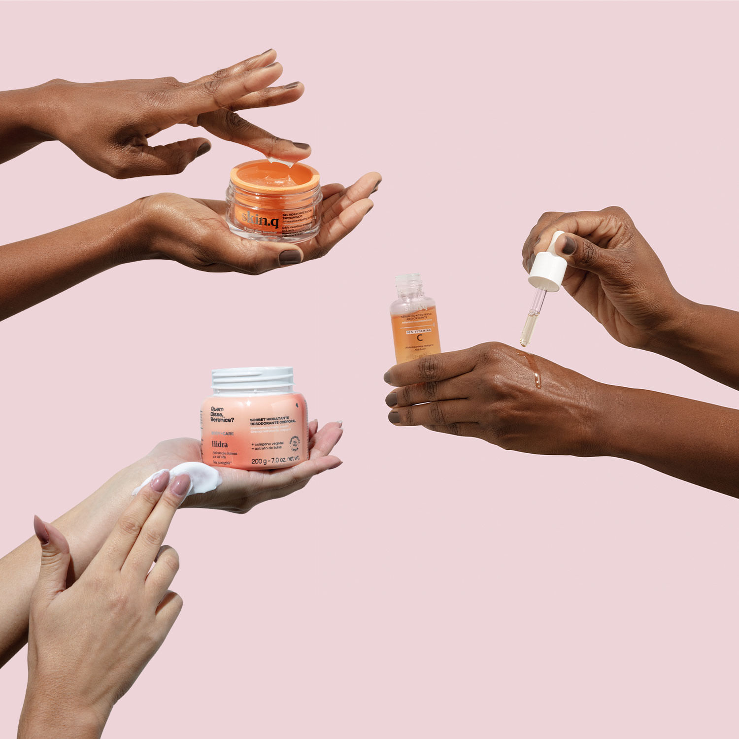 Miniatura Combo Sérum Antioxidante Vitamina C 30ml + Gel Hidratante Trivitaminico 50g + Hidra Sorbet Hidratante 200g