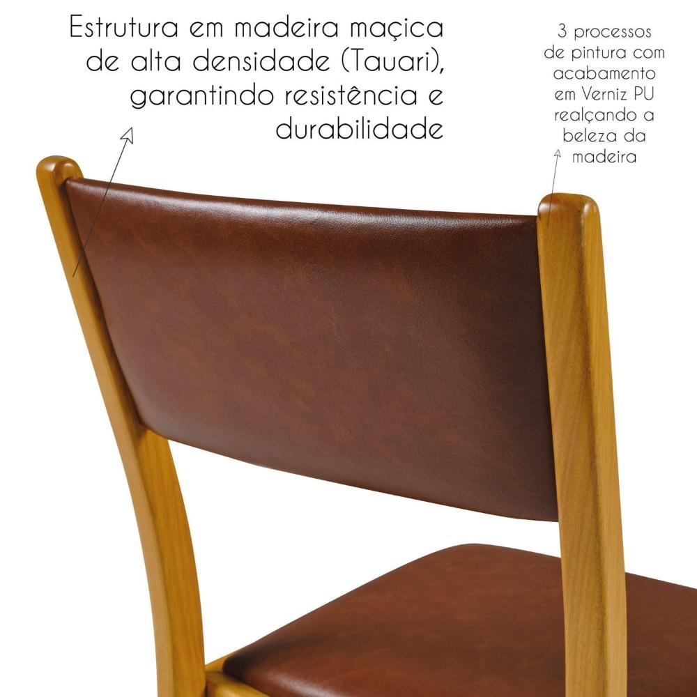 Kit 2 Cadeiras Madeira Maciça Encosto e Assento Estofado Chade Freijó