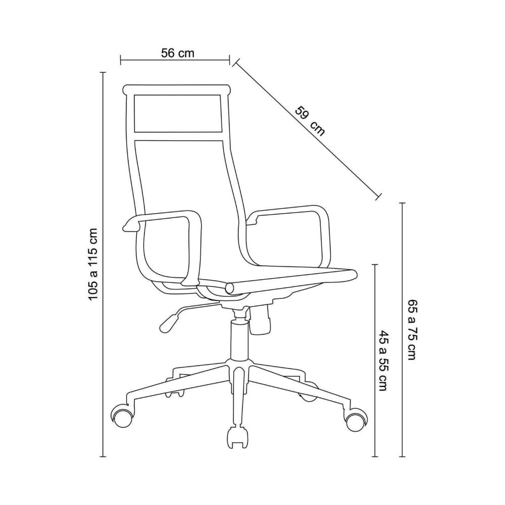 Miniatura Kit 4 Cadeiras de Escritório Presidente Giratória Office Sevilha Tela Rivatti Preto