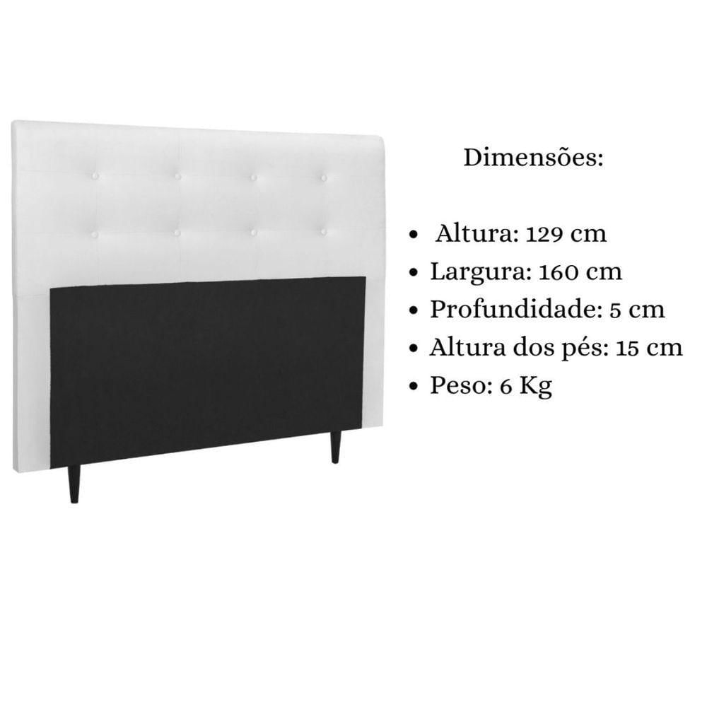 Cabeceira Estofada Cama Queen 160 Cm Helena Corino Branco