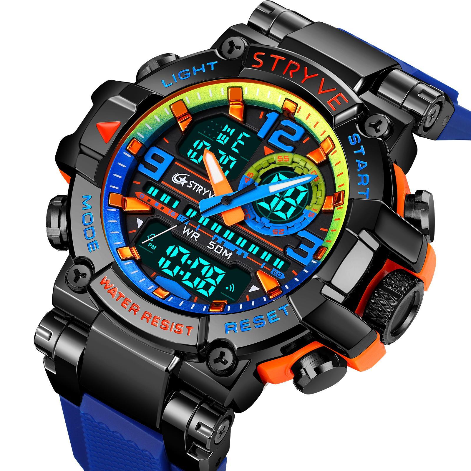 Miniatura Relógio Masculino Esportivo Stryve 8025 Anadigi Led