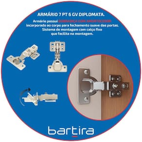 Guarda-Roupa Casal Bartira Diplomata 7 Portas de Bater 6 Gavetas Internas MDP - 255,6cm de Largura Avelã/Capuccino