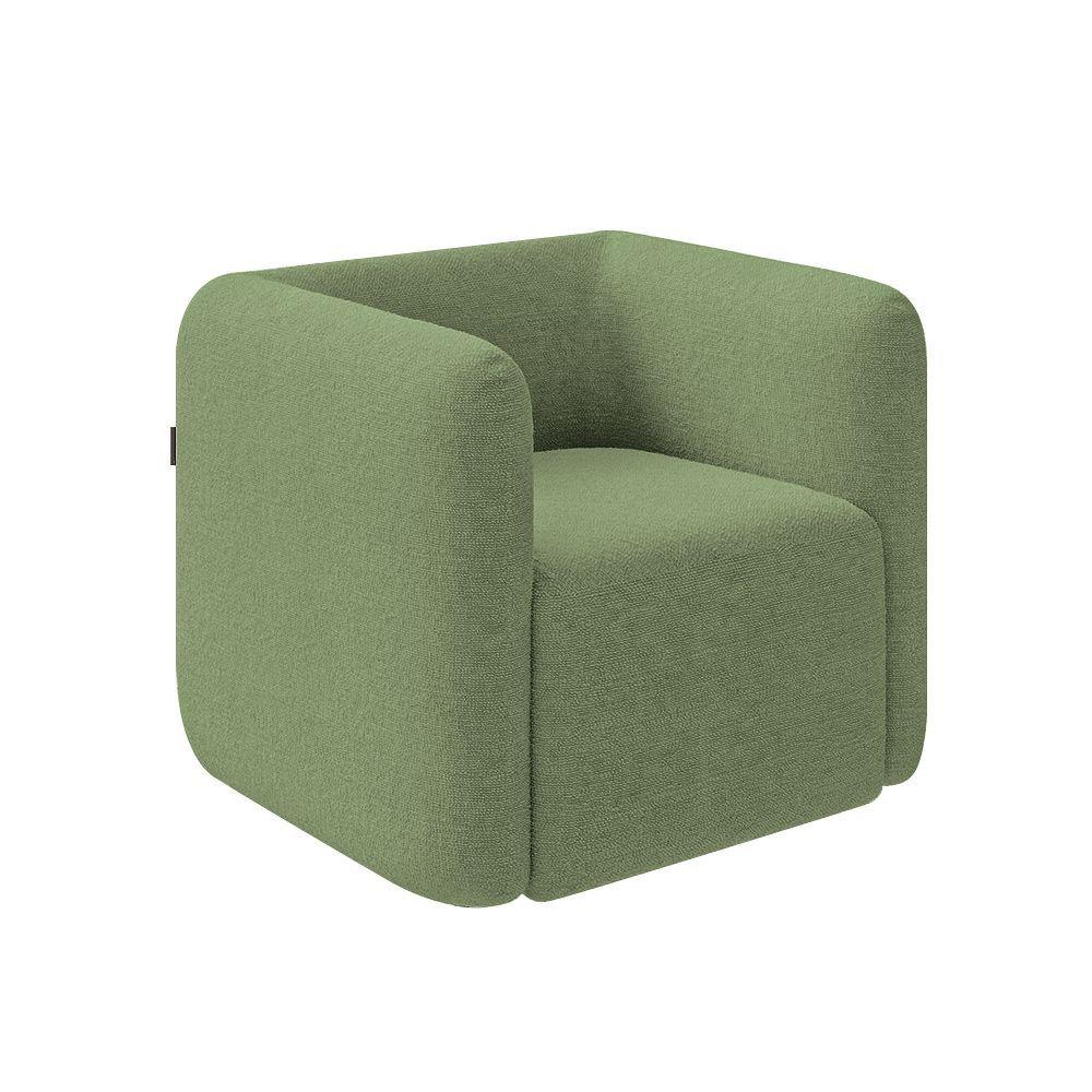 Kit 2 Poltronas Decorativas Sala De Estar Trinidad Base Fixa Bouclê Verde Oliva G33 - Gran Belo