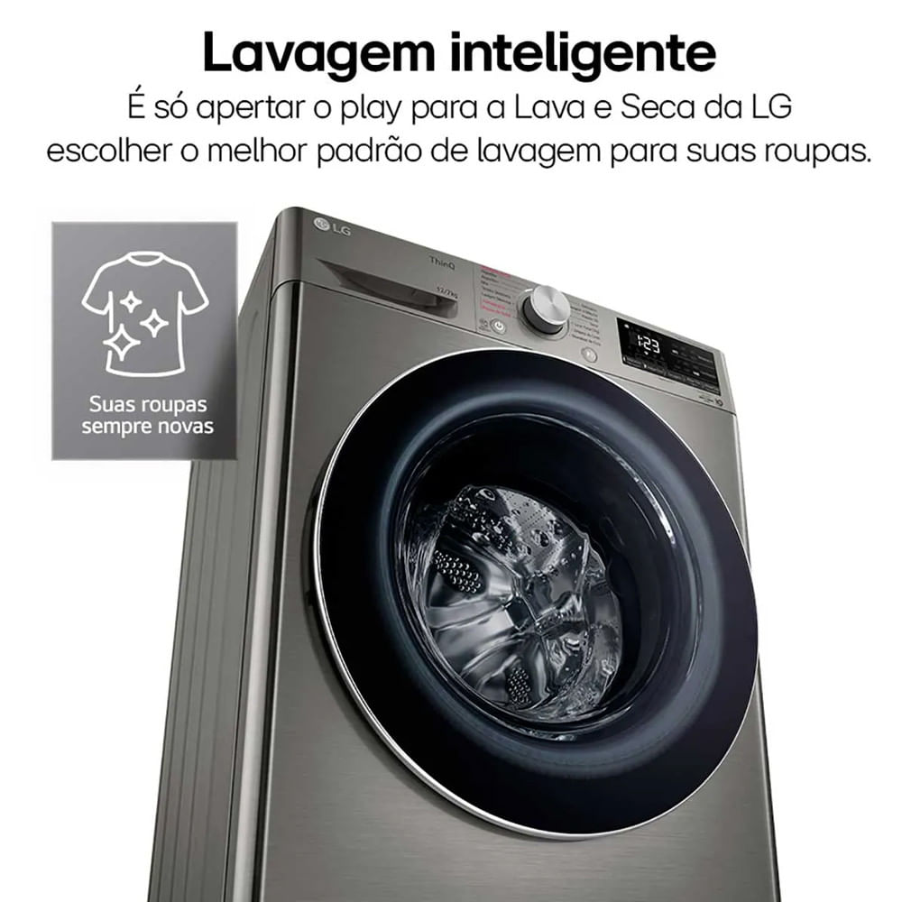 Miniatura Lava e Seca Smart LG VC4 12kg Look com Inteligência Artificial AIDD CV5012PC4 Inox - 110V