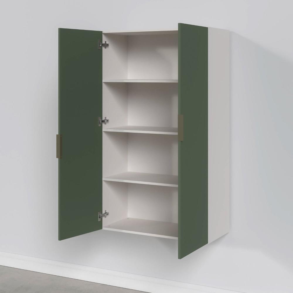 Miniatura Armário Aéreo 2 Portas 80x135cm Puxador 150mm Ipanema CabeCasa MadeiraMadeira Verde Folha/Branco