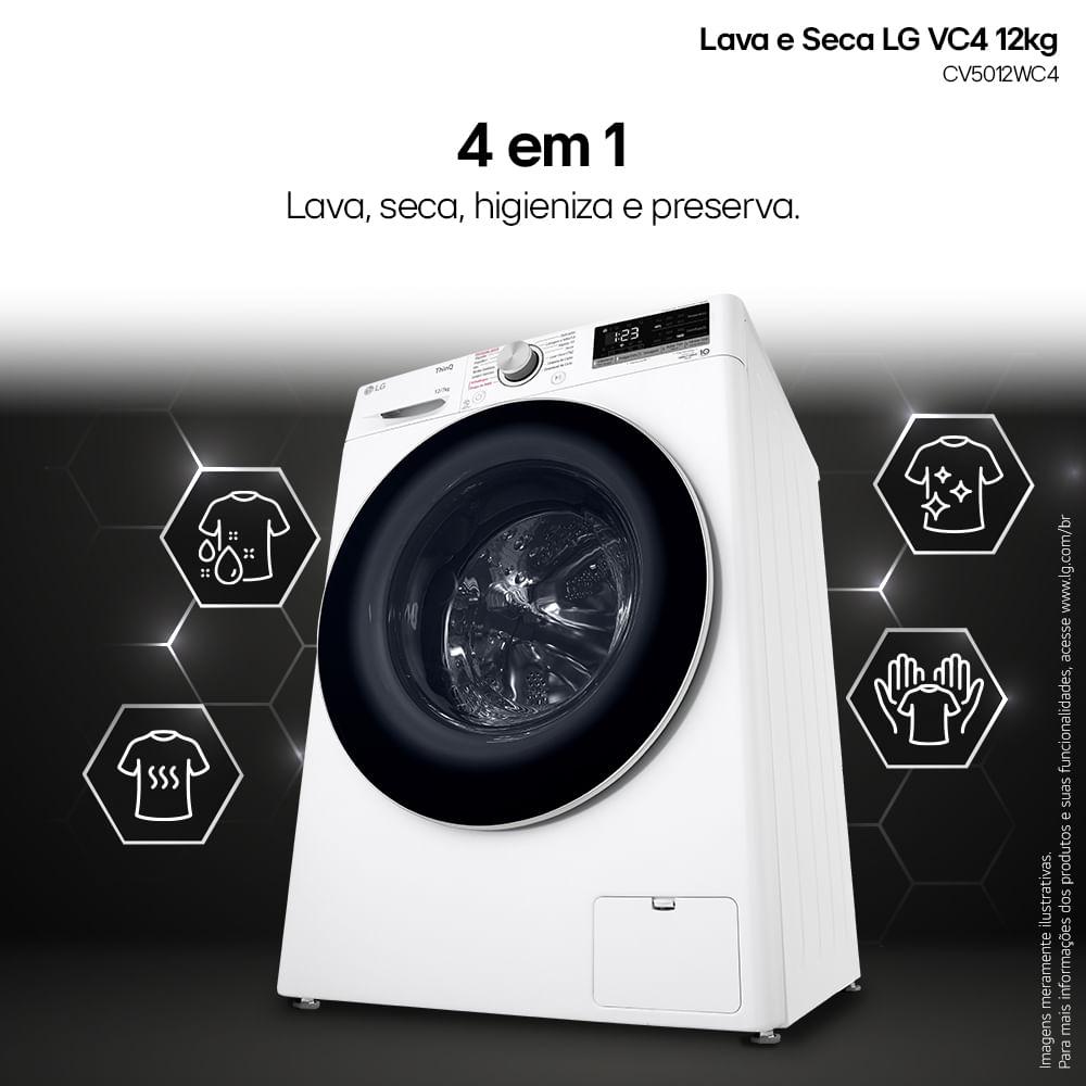 Miniatura Lava e Seca LG VC4 Smart com Inteligência Artificial 12kg Branca CV5012WC4 127V