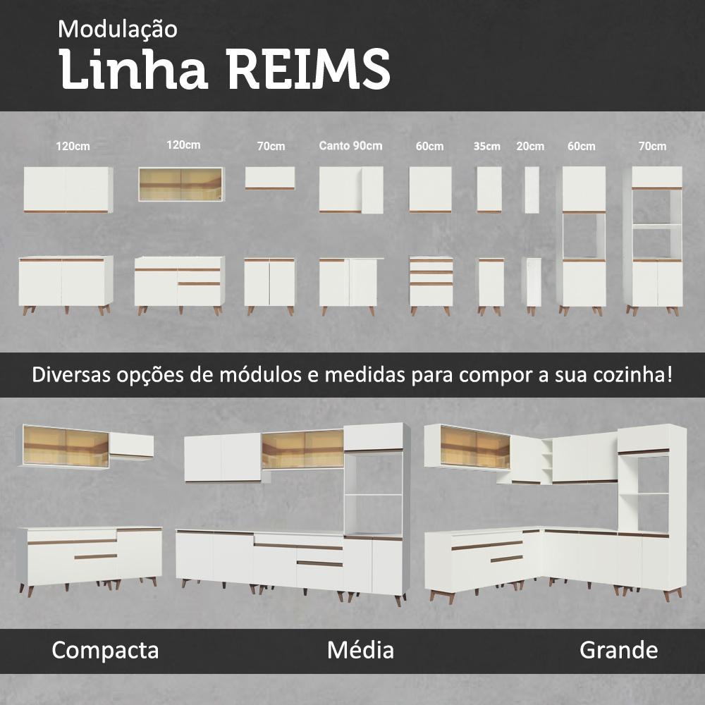Armário de Cozinha Aéreo 120 cm 2 Portas Branco Reims Madesa Branco