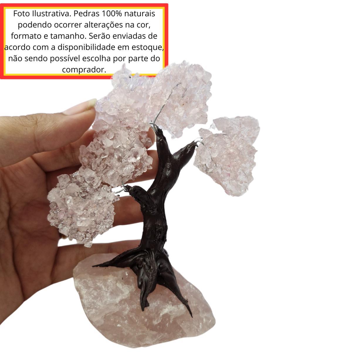 Miniatura Árvore De Pedra Natural Quartzo Rosa Cascalho