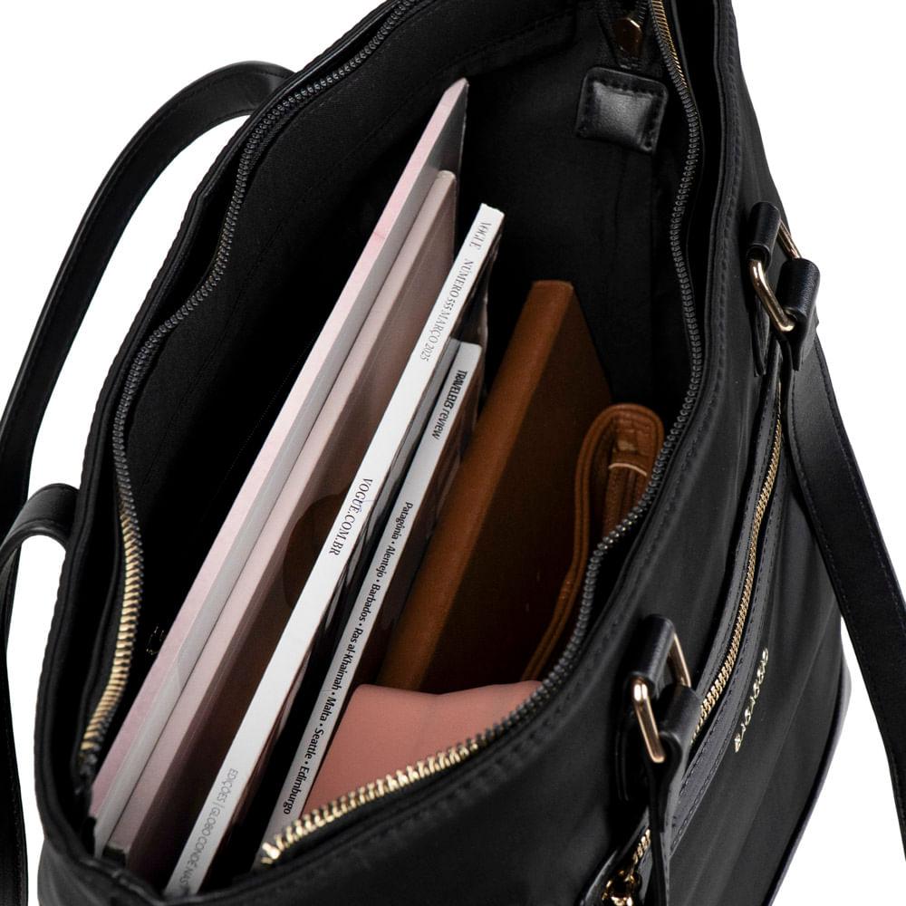 Miniatura Bolsa de Ombro Feminina Tote Nylon Premium Preta Preto