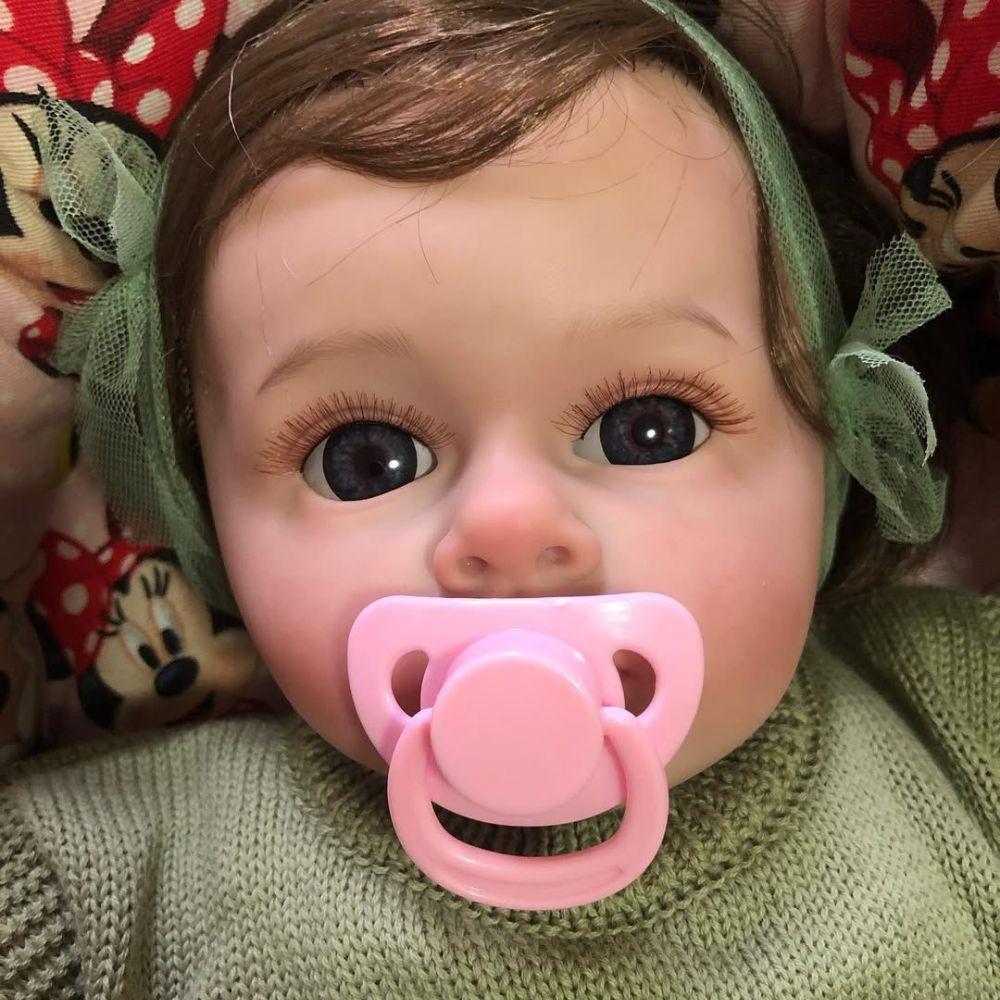 Miniatura Bebê Reborn Menina Corpo Todo em Vinil de Silicone Olhos Abertos Realista