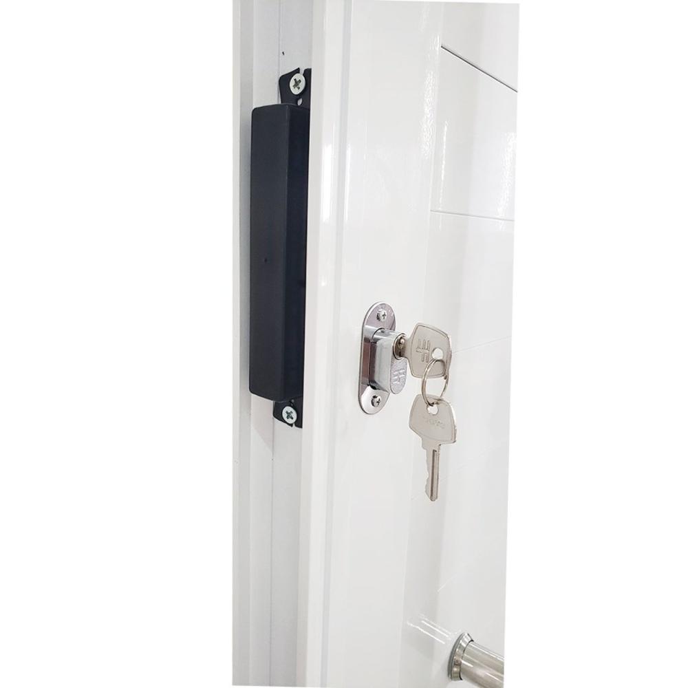 Porta Lambril de Alumínio Esquerda 210 x 90cm com Visor Linha Veneza Esquadrias Bergamo Branco