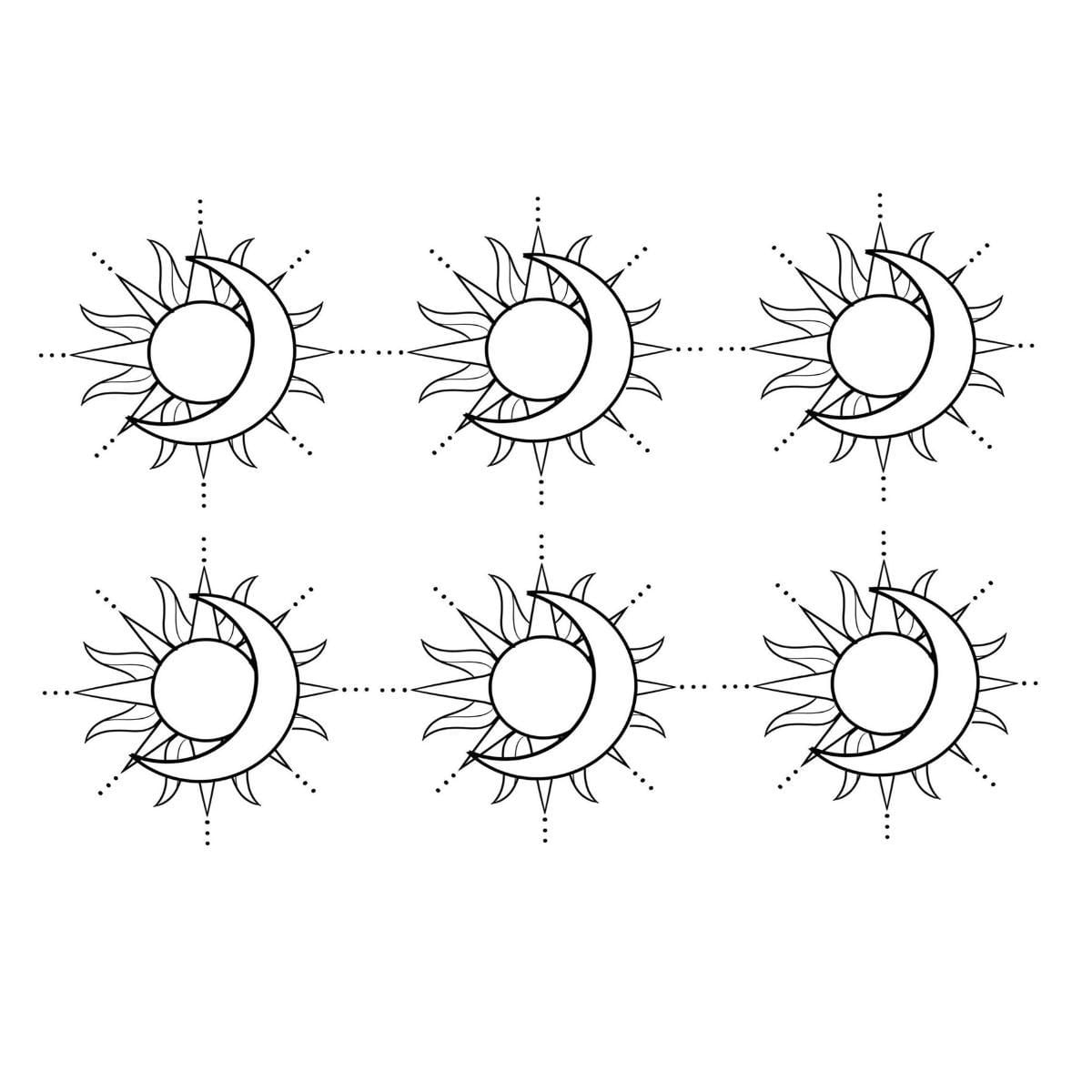 Miniatura Tatuagem Temporária Sol Lua Moda Do Ano