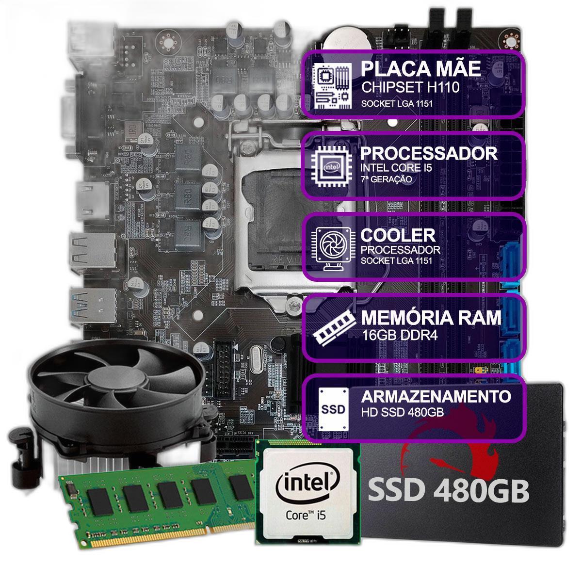 Miniatura Kit Upgrade Intel Core I5 7 Geração, 16Gb Ram, Ssd 480Gb,