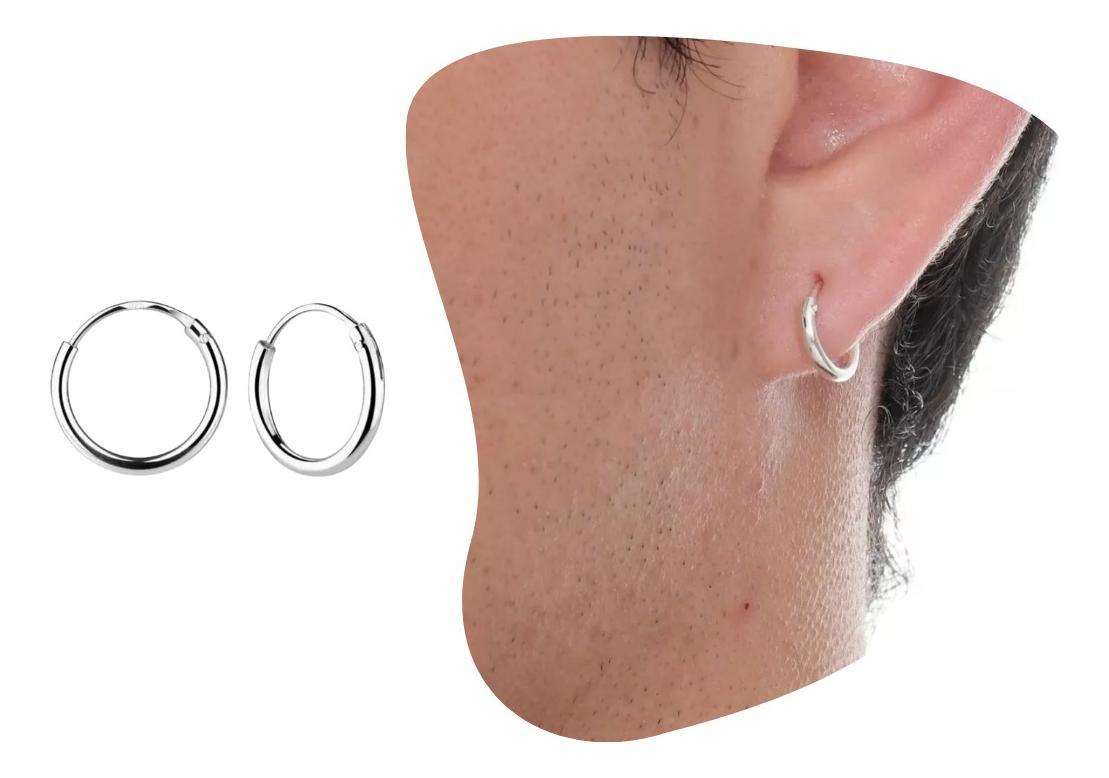 Miniatura Brinco Masculino Feminino Argola Prata 925 Grande Moda 13Mm