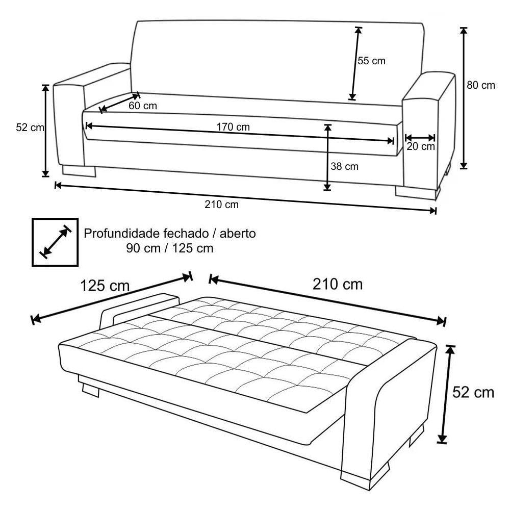 Miniatura Sofá Cama 02 Lugares Linho Bege Pés De Madeira