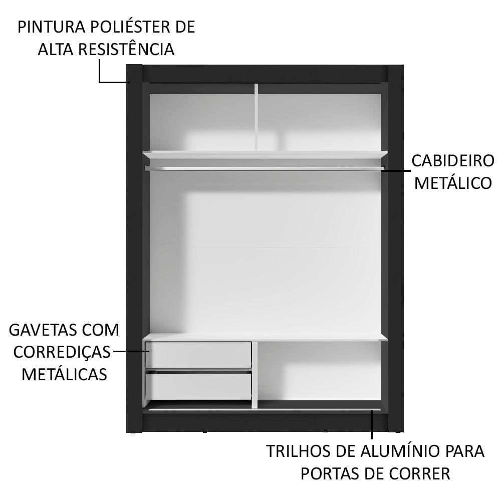 Miniatura Guarda Roupa Solteiro 2 Portas de Correr Dallas Madesa