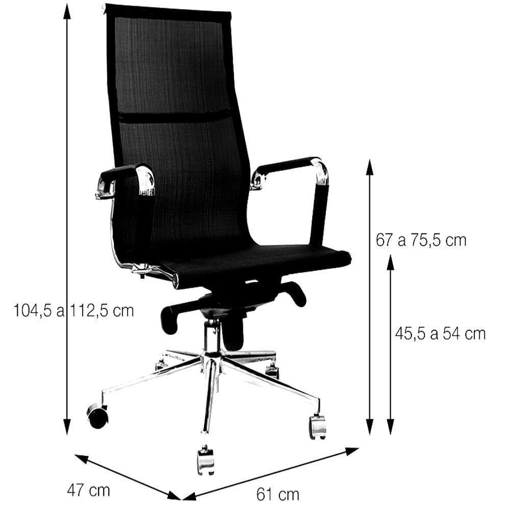 Miniatura Cadeira Giratória Alta Office Tela Branca Base Rodízio Cromado