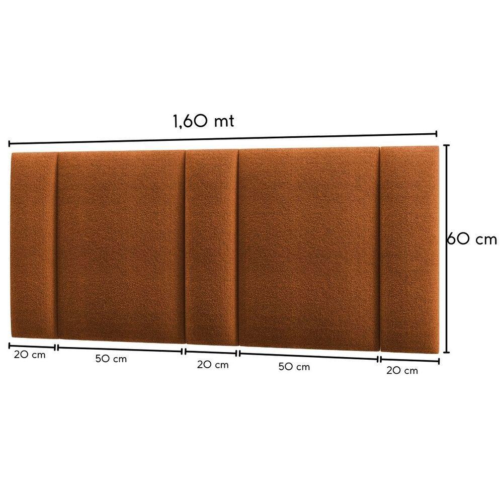 Cabeceira Estofada Iluminação Led Cama Casal Queen Size 160 Cm Cor:buclé Terracota