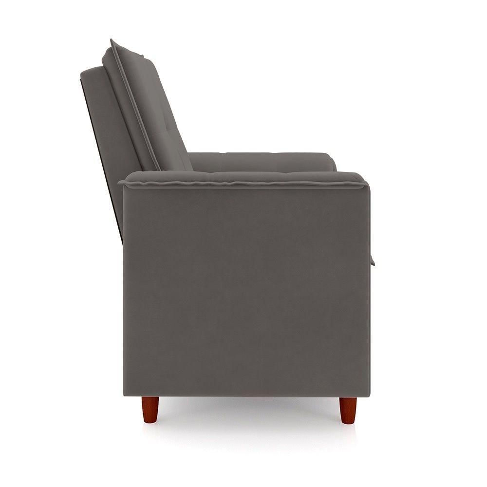 Poltrona Decorativa Estofada Confortável Sala Miley Suede Cinza