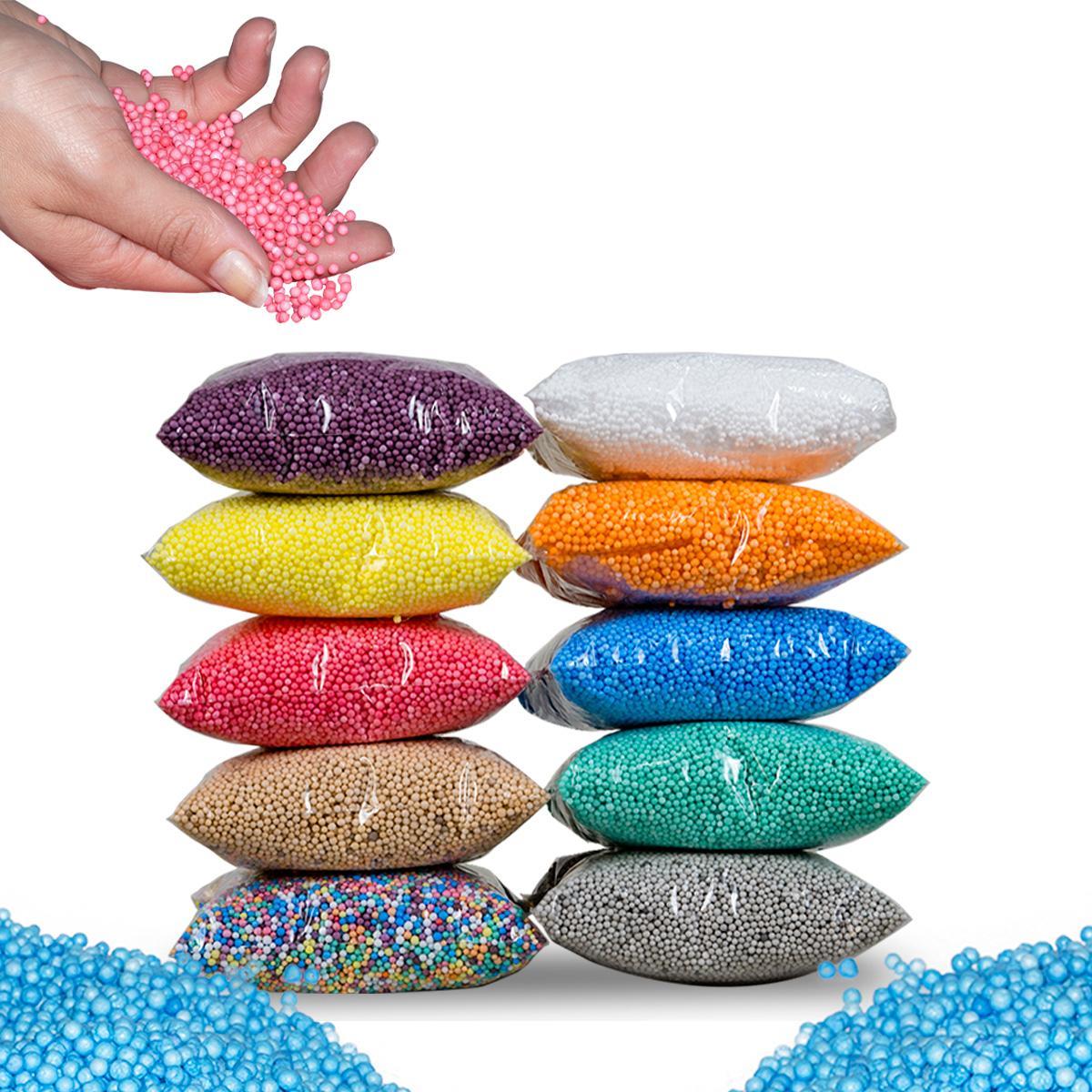 2 Isopor(Pérola)Bolinha Slime Puff Artesanato Colorido 500Ml