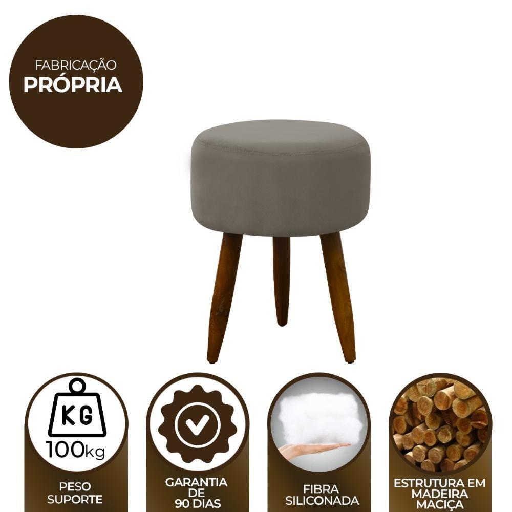 Miniatura Puff Banqueta Decorativo Pés Madeira Cappuccino