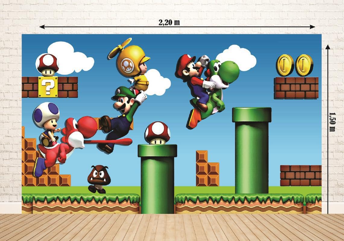 Miniatura Fundo Fotográfico Em Tecido Super Mario 2,20X1,50