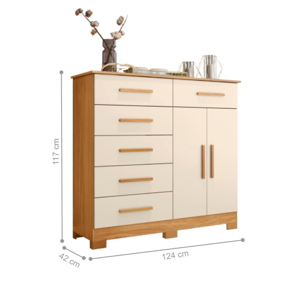 Miniatura Conjunto Guarda Roupa E Cômoda Pucon Carvalho Grife Off White