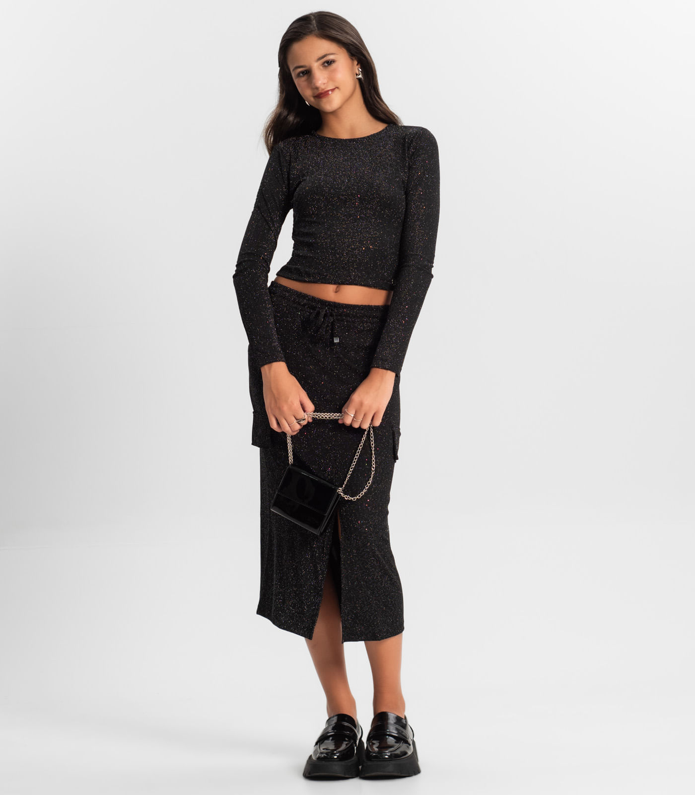 Miniatura Blusa Juvenil Feminina Manga Longa Minty Preto 14