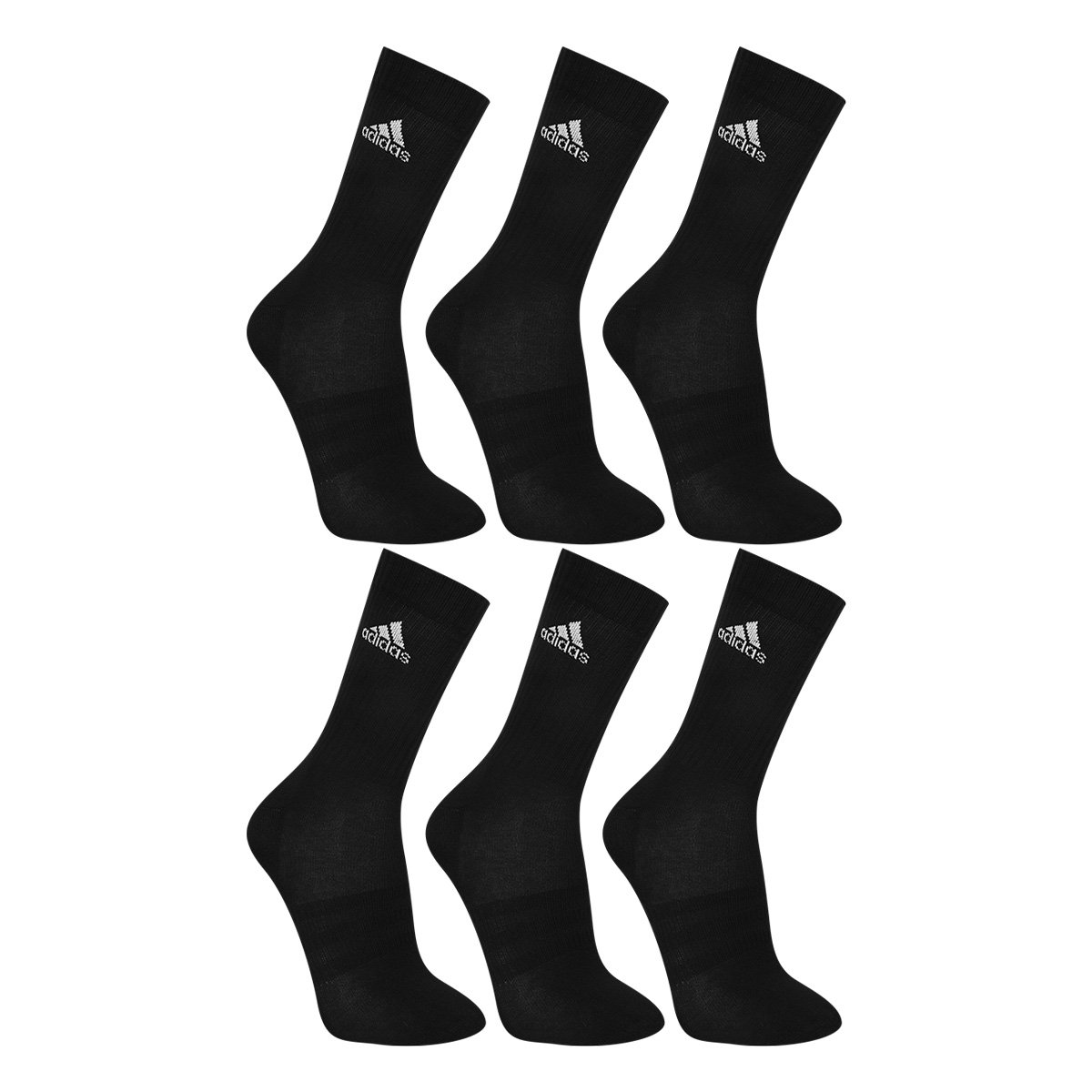 Miniatura Meia Adidas Cano Alto Com 6 Pares Preto - M