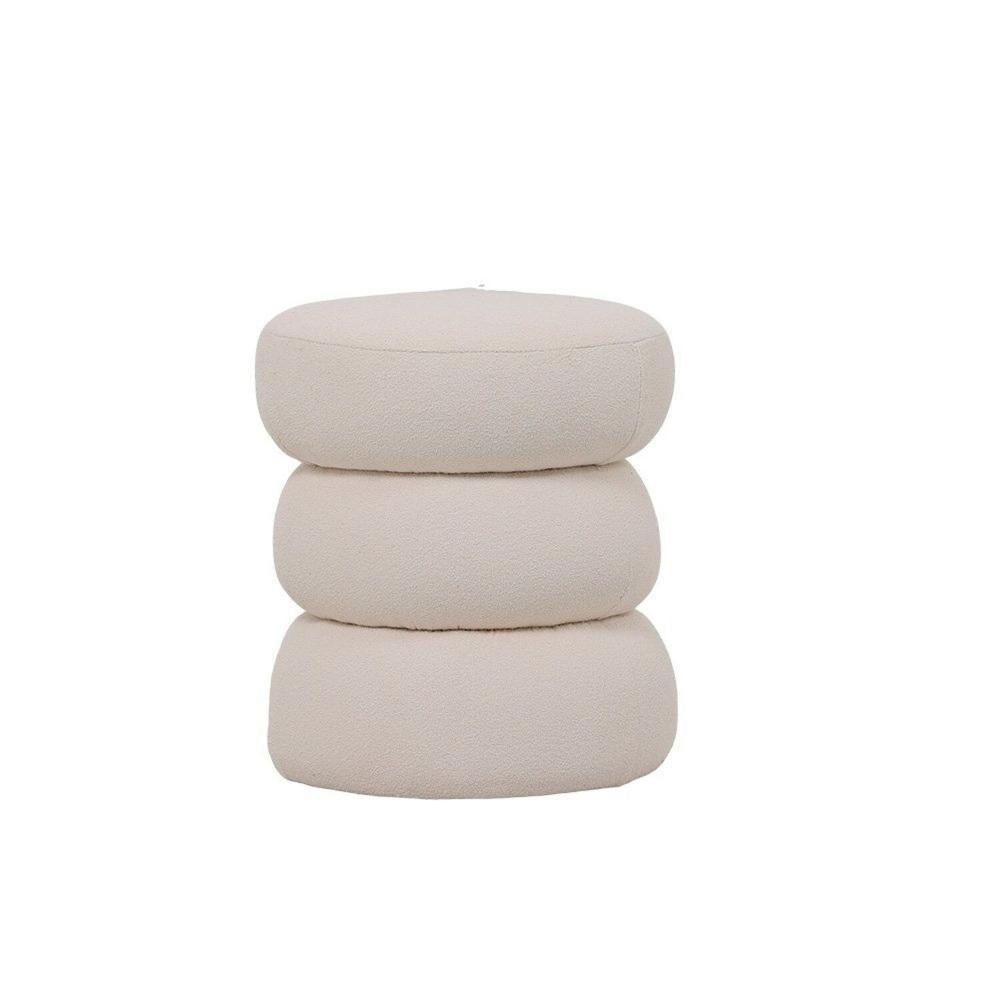 Miniatura Puff para Sala de Estar Bouclê Alma Off White