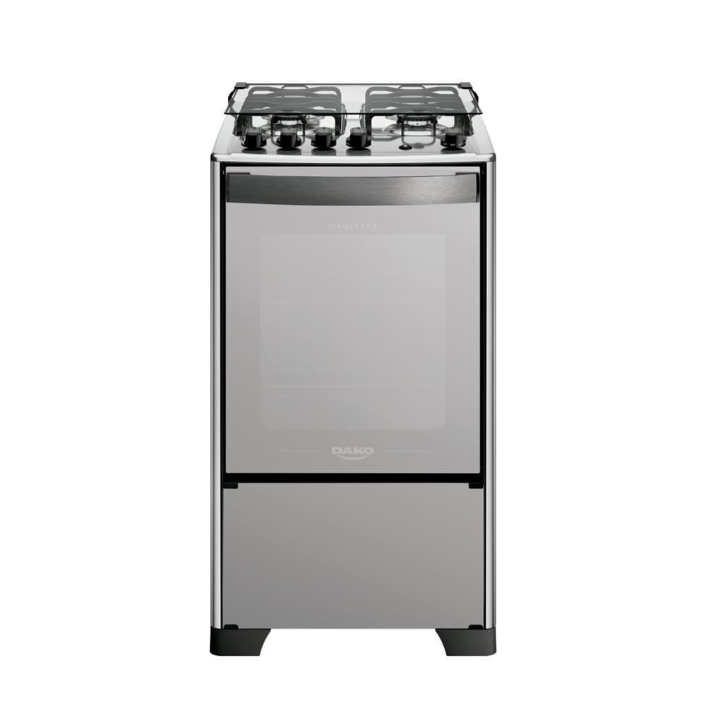 Miniatura Fogão 4 Bocas Espelhado Com Mesa Inox Dako Magister Inox Style Bivolt