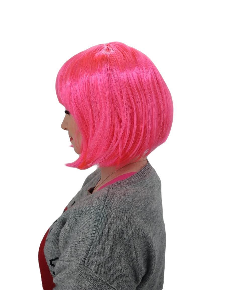 Miniatura Peruca Curta Rosa Cosplay Divertidamente Emoção Vergonha