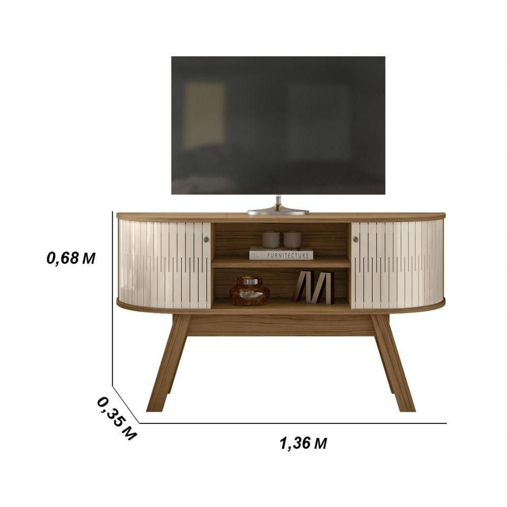 Miniatura Rack Bancada 2 Portas Para Tv De 55 Polegadas Atlanta Naturale Off White