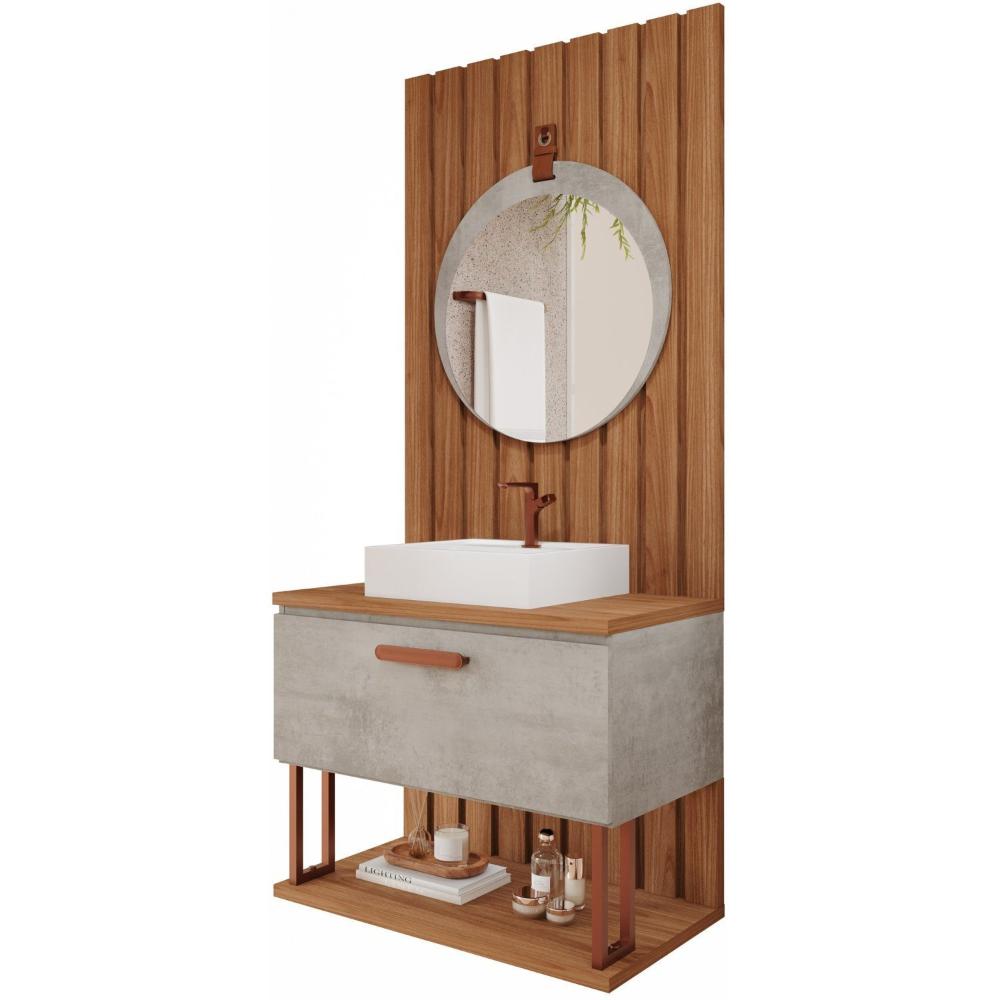 Miniatura Gabinete Para Banheiro 60cm Mari Espresso Móveis Cimento