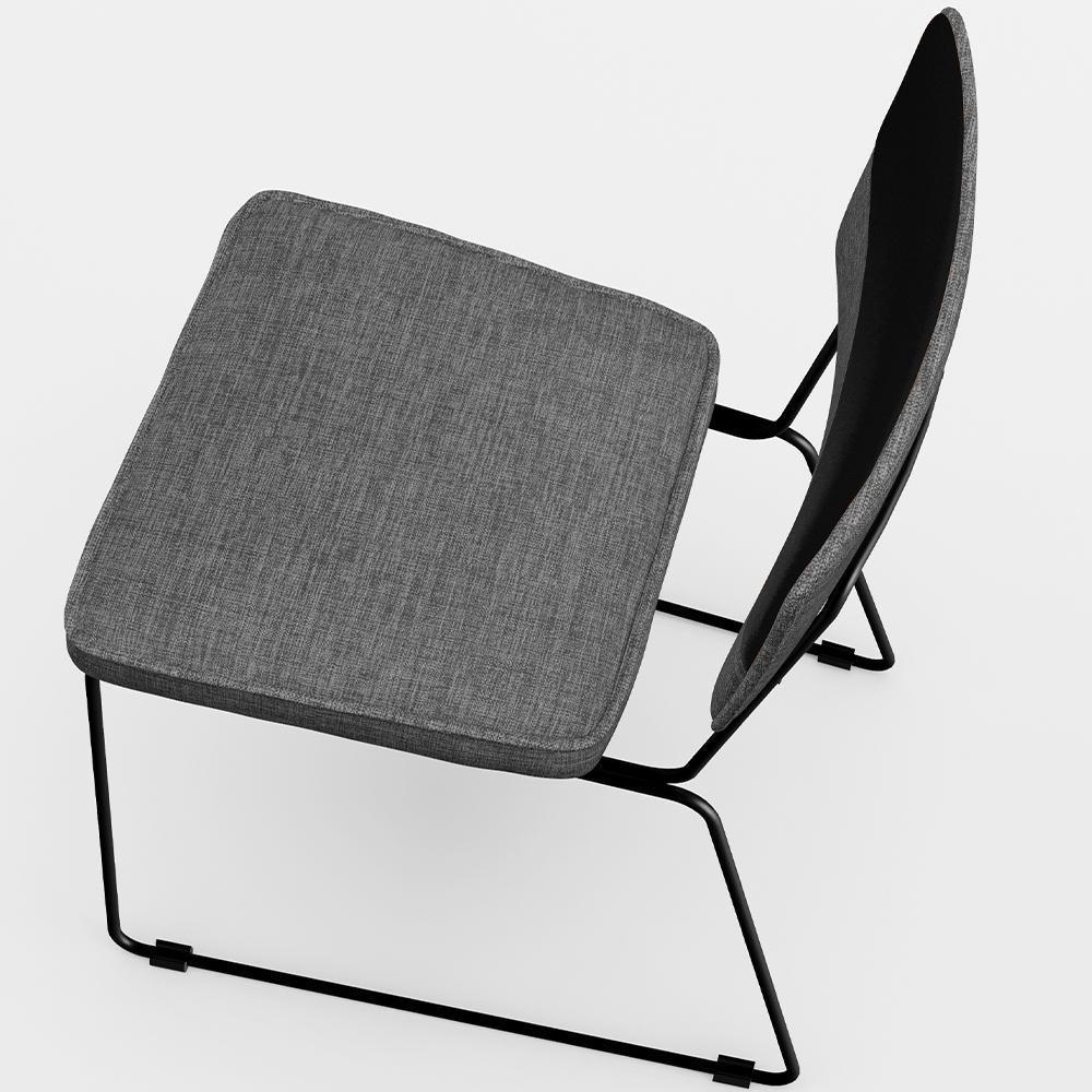 Kit 2 Cadeiras Estofada Faixa Corano Preto Cinza Escuro