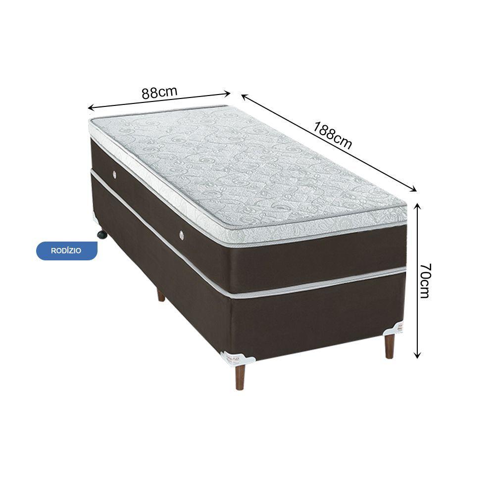 Miniatura Base Box E Colchao Solteiro Stylle Unico Molas Ensacadas 1,88 X 0,88 X 0,70 Branco - Marrom