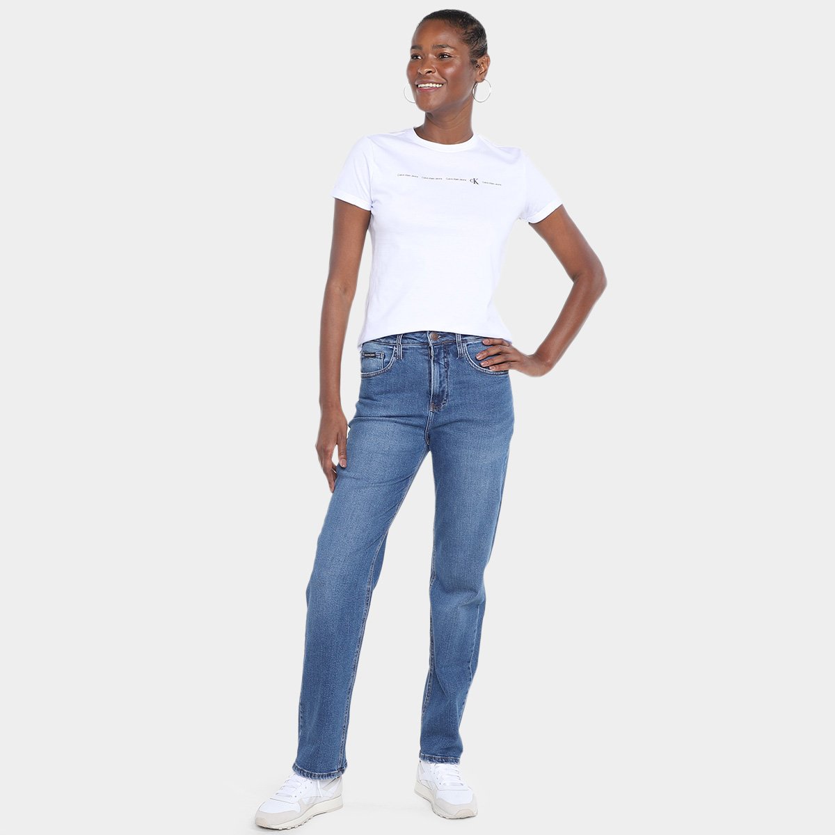Miniatura Camiseta Calvin Klein Logo Feminina Branco - G