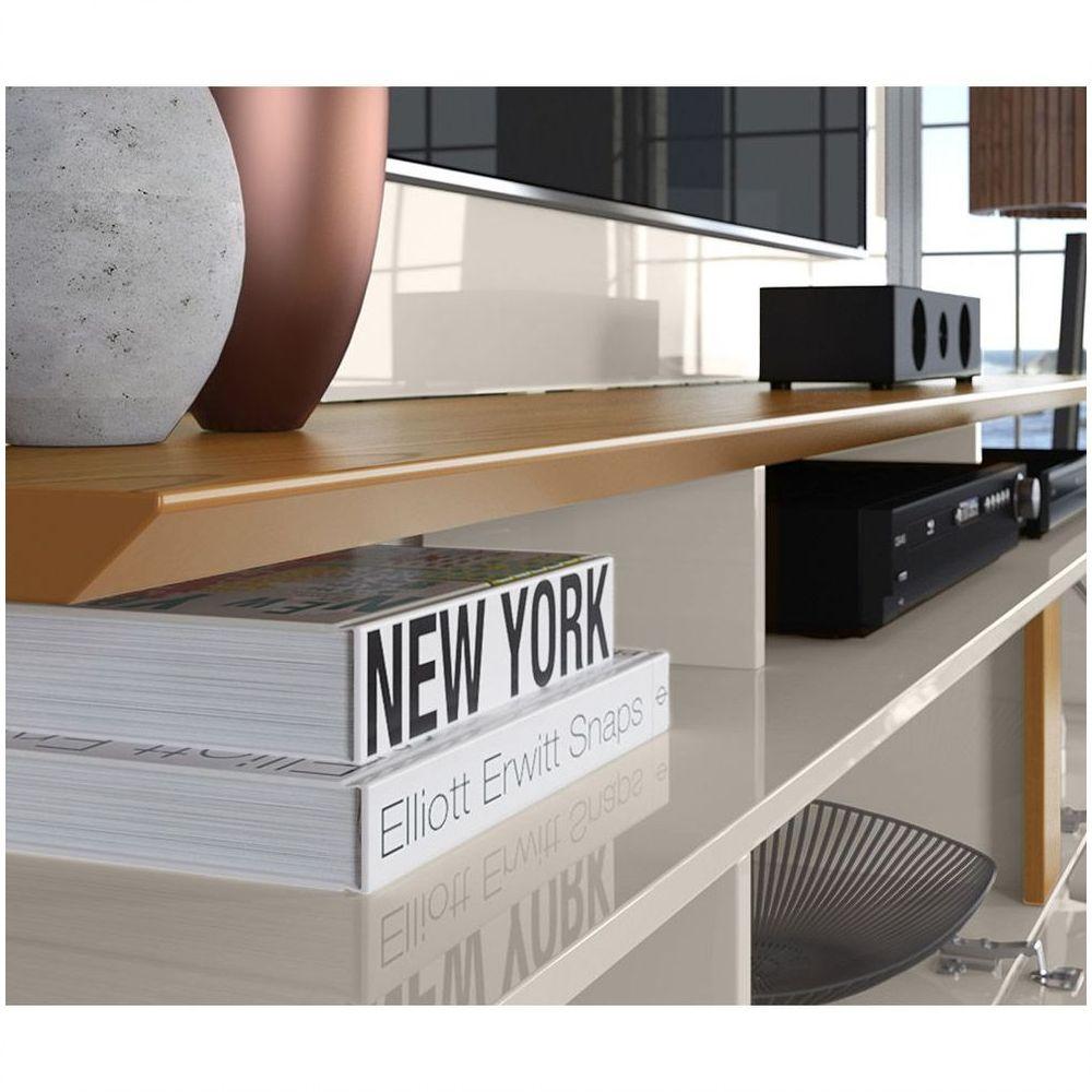 Miniatura Painel Intense Off White/Damasco Para Tv Até 55 Polegadas Com 2 Portas E Espelhos