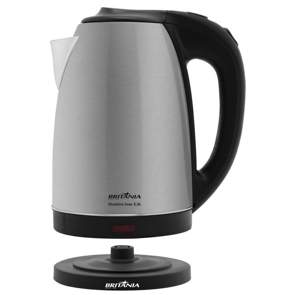 Miniatura Chaleira Inox 2,5 Litros Prata/Preto Britânia 220V