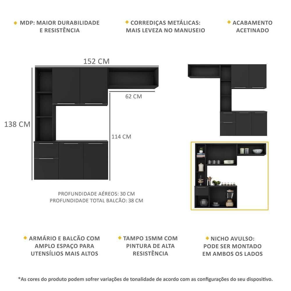 Miniatura Cozinha Compacta Com Armário e Balcão Multimóveis Preta