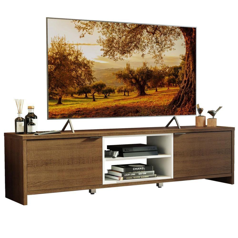 Rack Para Tv Até 75 Polegadas 180 Cm 2 Portas Rustic/branco Metz Madesa Rustic